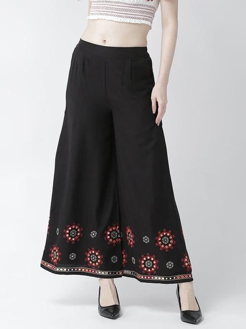 rangmayee black cotton embroidered palazzos