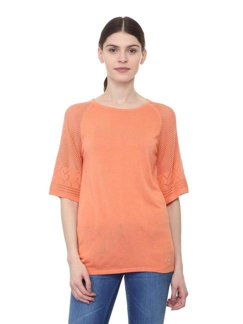 solly by allen solly orange regular fit top