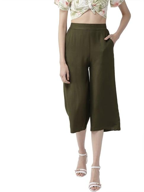 style quotient olive regular fit culottes