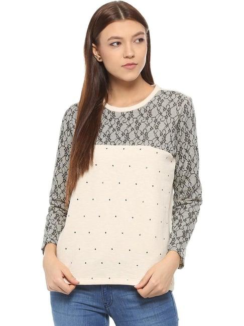 solly by allen solly beige printed sweatshirt