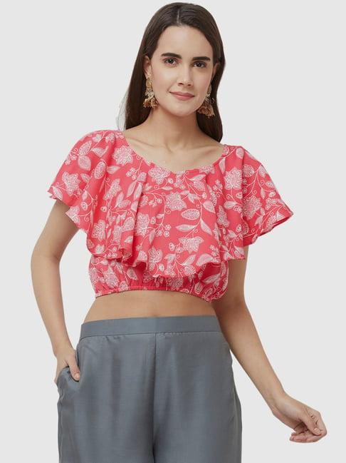 fusion beats hot pink printed crop top