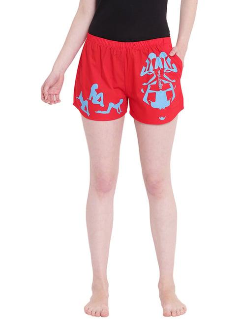 la intimo red cotton print shorts