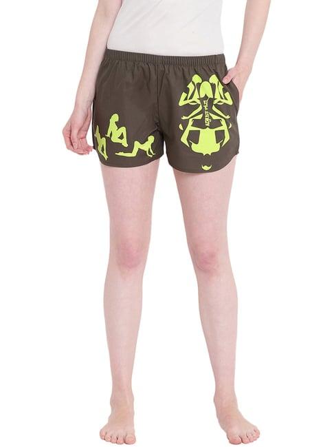 la intimo green cotton print shorts