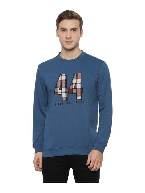 allen solly blue embroidered sweatshirt