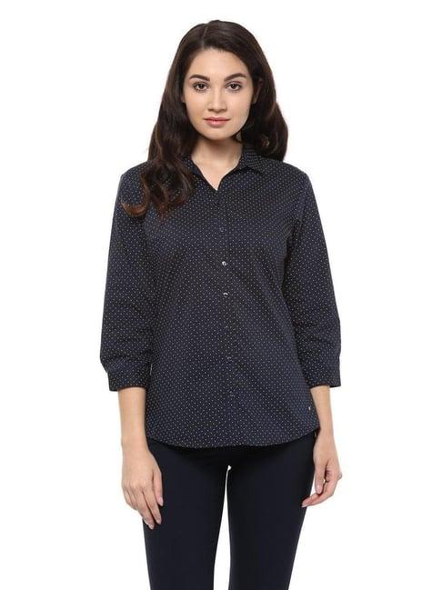 solly by allen solly navy polka dot shirt