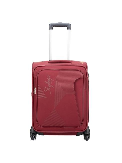 skybags footloose hamilton wine red 4 wheel small soft cabin trolley - 28 cm