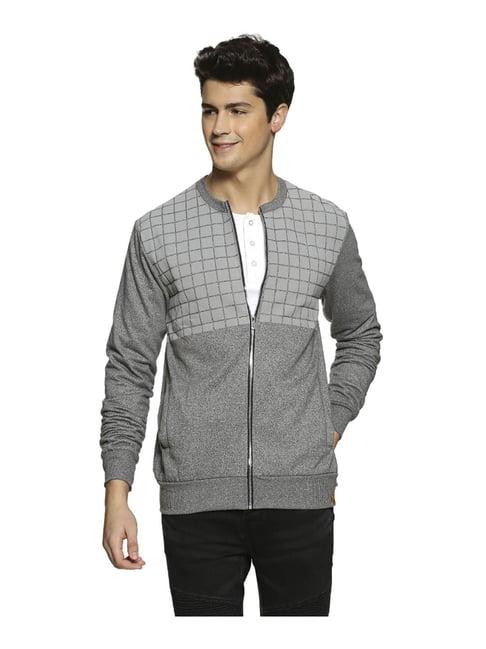 campus sutra grey regular fit checks jacket