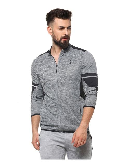 campus sutra grey crew neck regular fit jacket