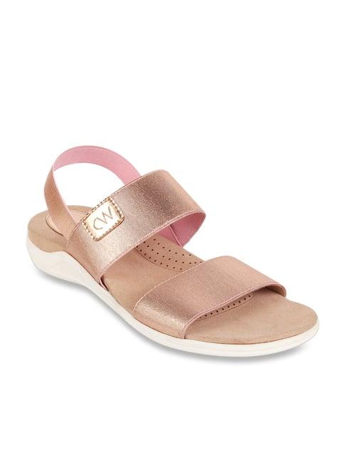 catwalk women's rose gold sling back wedges