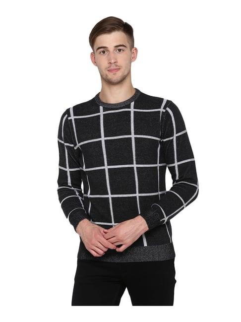 red tape black regular fit checks sweater