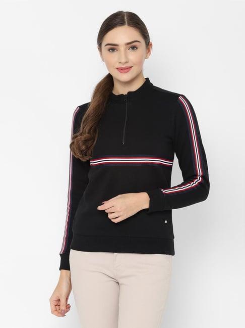 solly by allen solly black striped sweatshirt