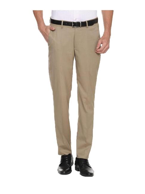 louis philippe beige slim fit trouser