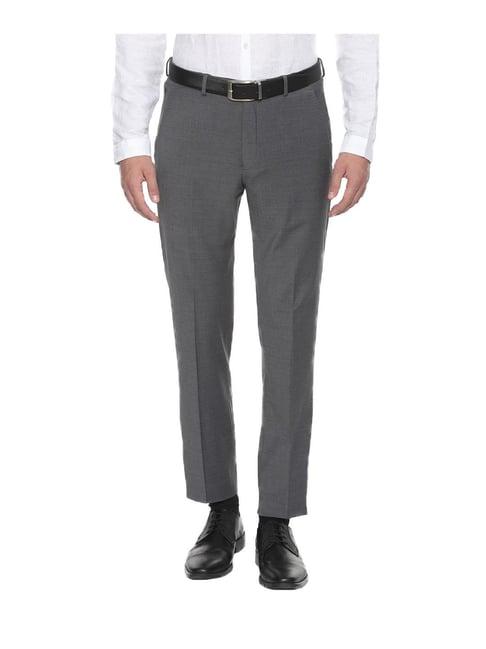 louis philippe permapress grey slim fit trouser