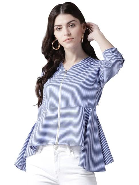 style quotient blue & white striped jacket