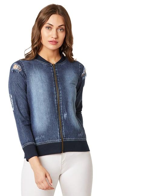 miss chase navy distressed jacket