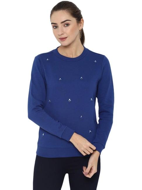 allen solly royal blue embellished sweatshirt