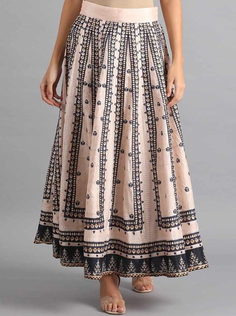 w blush pink printed circular skirt