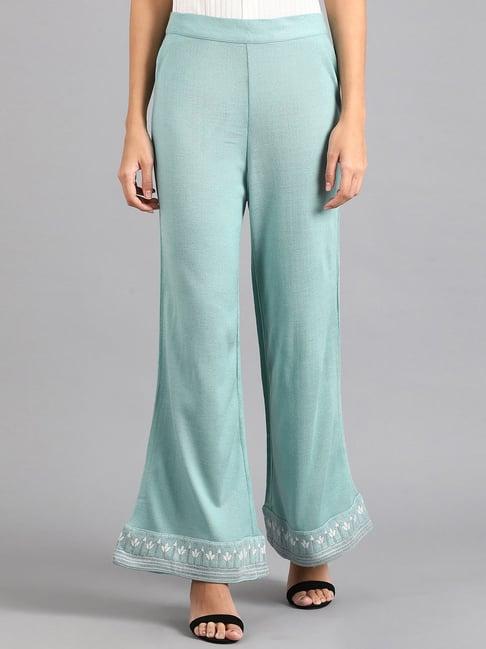 w turquoise regular fit palazzos