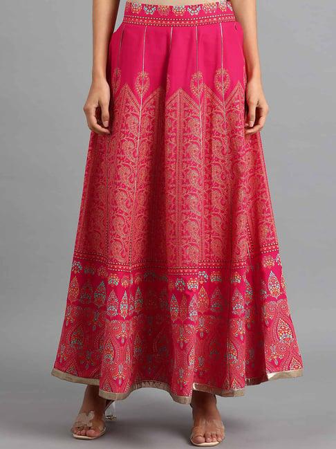 w pink paisley printed a-line skirt