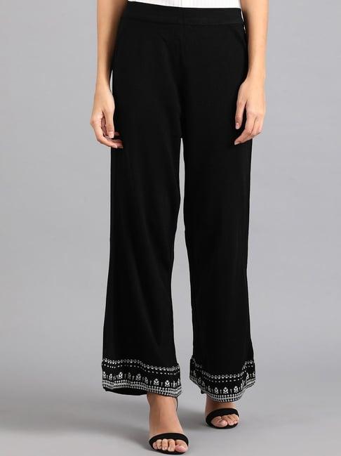 w black regular fit palazzos