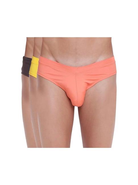 basiics by la intimo orange, yellow and grey briefs (pack of 3)