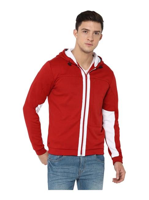 allen solly red hooded sweatshirt