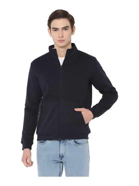 allen solly navy mock collar sweatshirt