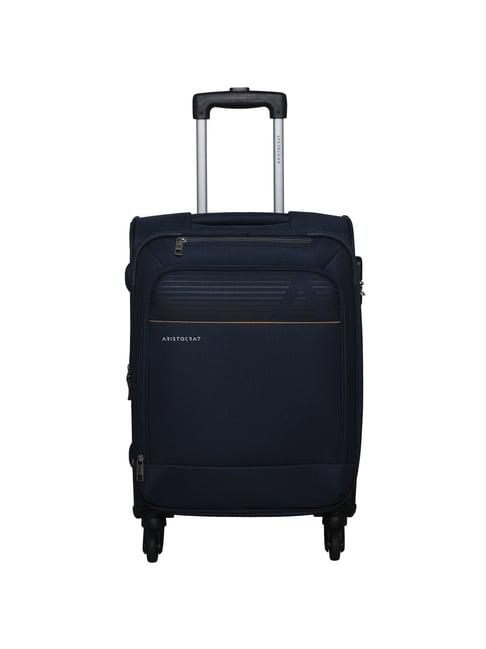 aristocrat avalon blue 4 wheel small soft cabin trolley - 37 cm