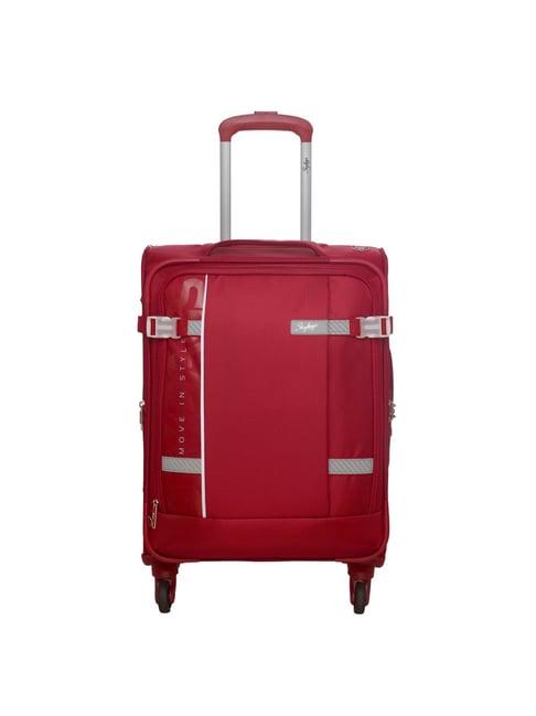 skybags snazzy carmine red 4 wheel small soft cabin trolley - 39 cm