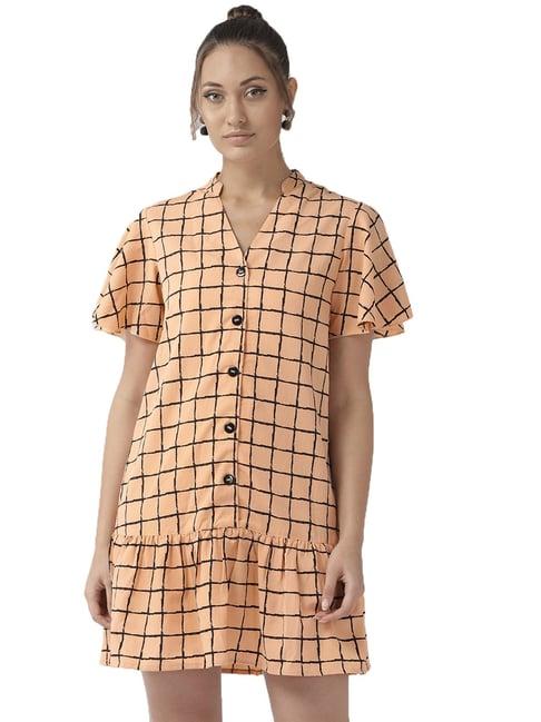 style quotient pink & black checks dress