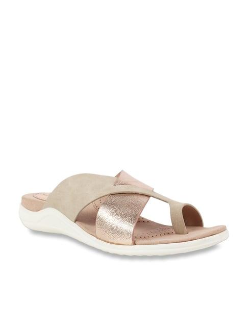 catwalk women's rose gold cross strap wedges