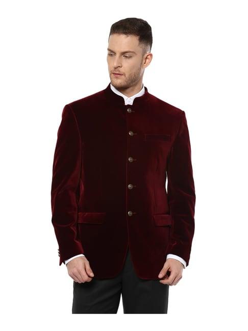 louis philippe maroon regular fit jacket