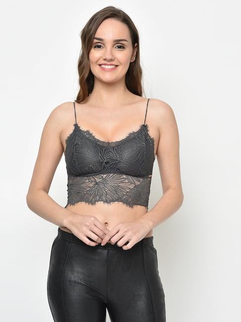 da intimo grey lace non wired padded bralette