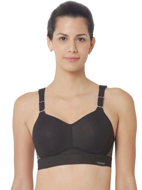 triumph black self pattern padded sports bra