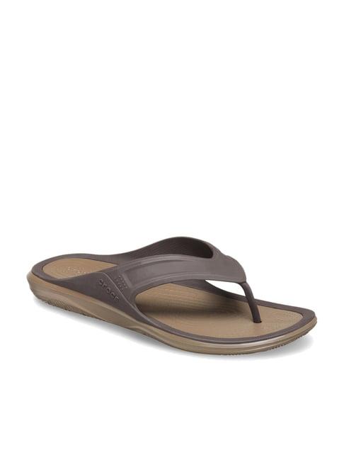 crocs men's swiftwater espresso flip flops