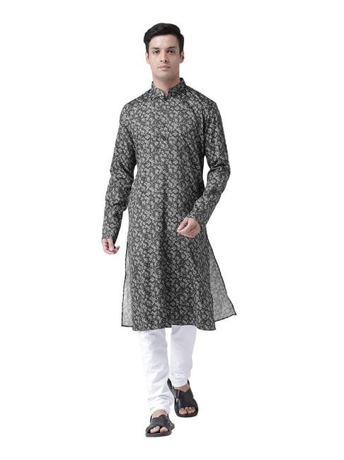 deyann black printed full sleeves kurta