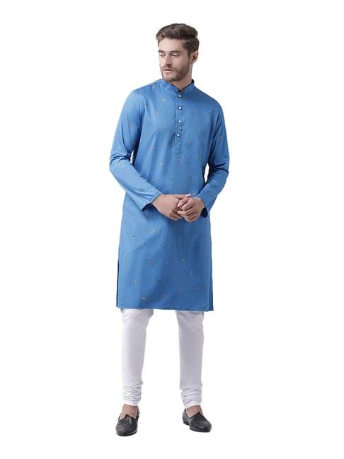 deyann blue regular fit mandarin collar kurta