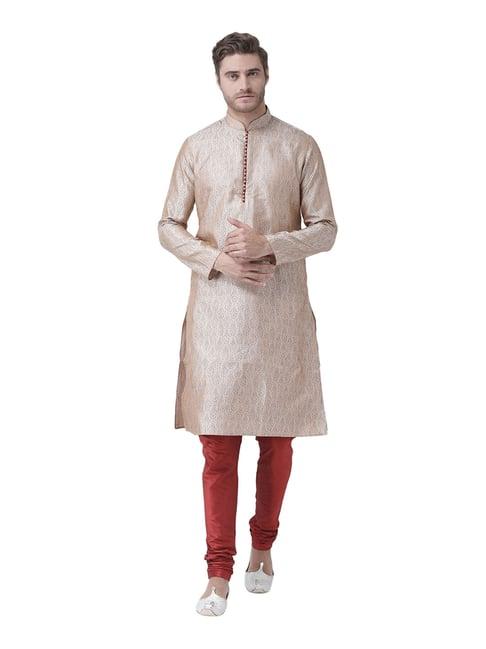 deyann white & brown regular fit kurta