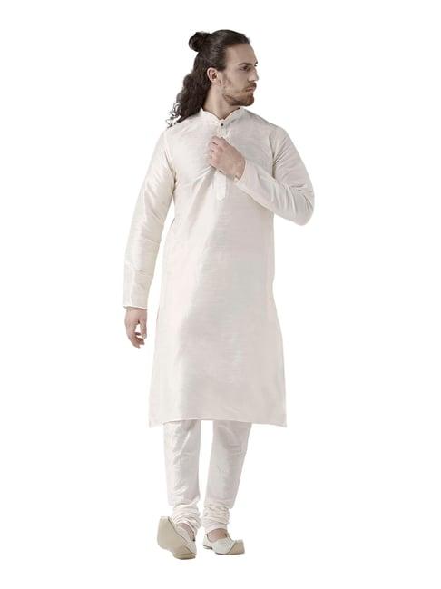 deyann white silk regular fit kurta