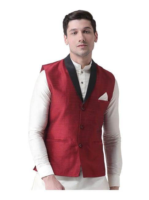 deyann red sleeveless regular fit jacket