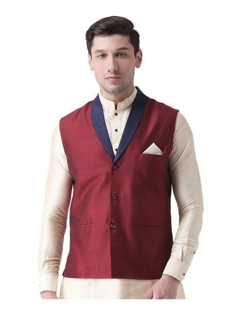 deyann maroon sleeveless regular fit jacket