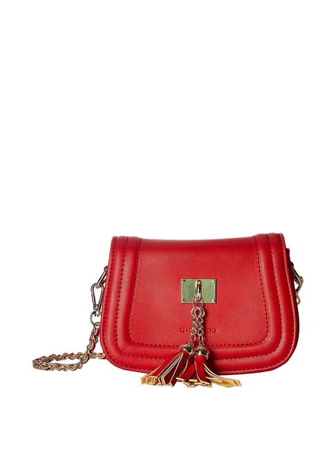 giordano red solid medium sling handbag