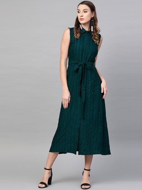 gerua green striped a-line dress