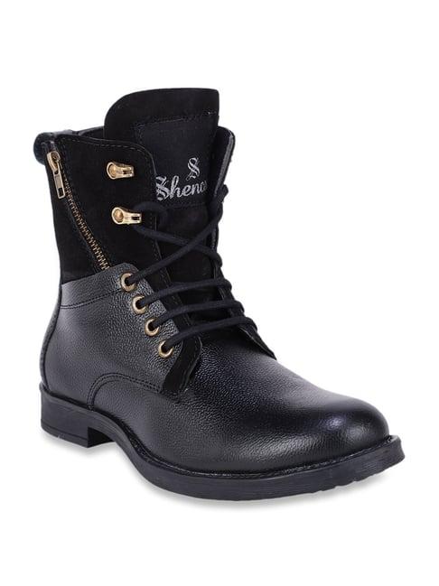 shences black derby boots