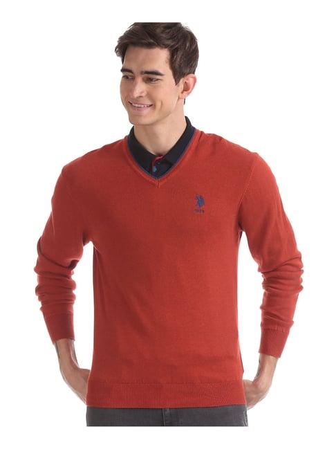 u.s. polo assn. red regular fit sweater