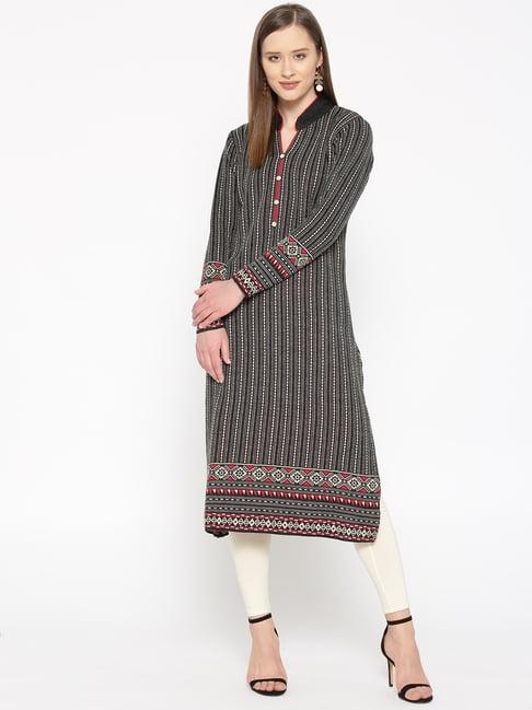 cayman charcoal & off white printed kurta