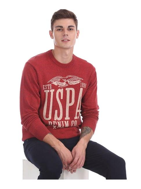 u.s. polo assn. red printed sweater