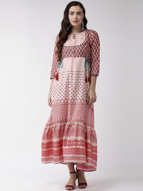 rangmayee baby pink printed a-line dress