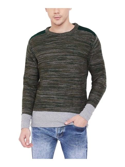 duke olive green regular fit heathered sweater