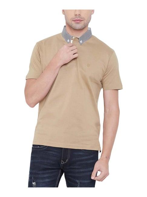 duke brown cotton regular fit polo t-shirt